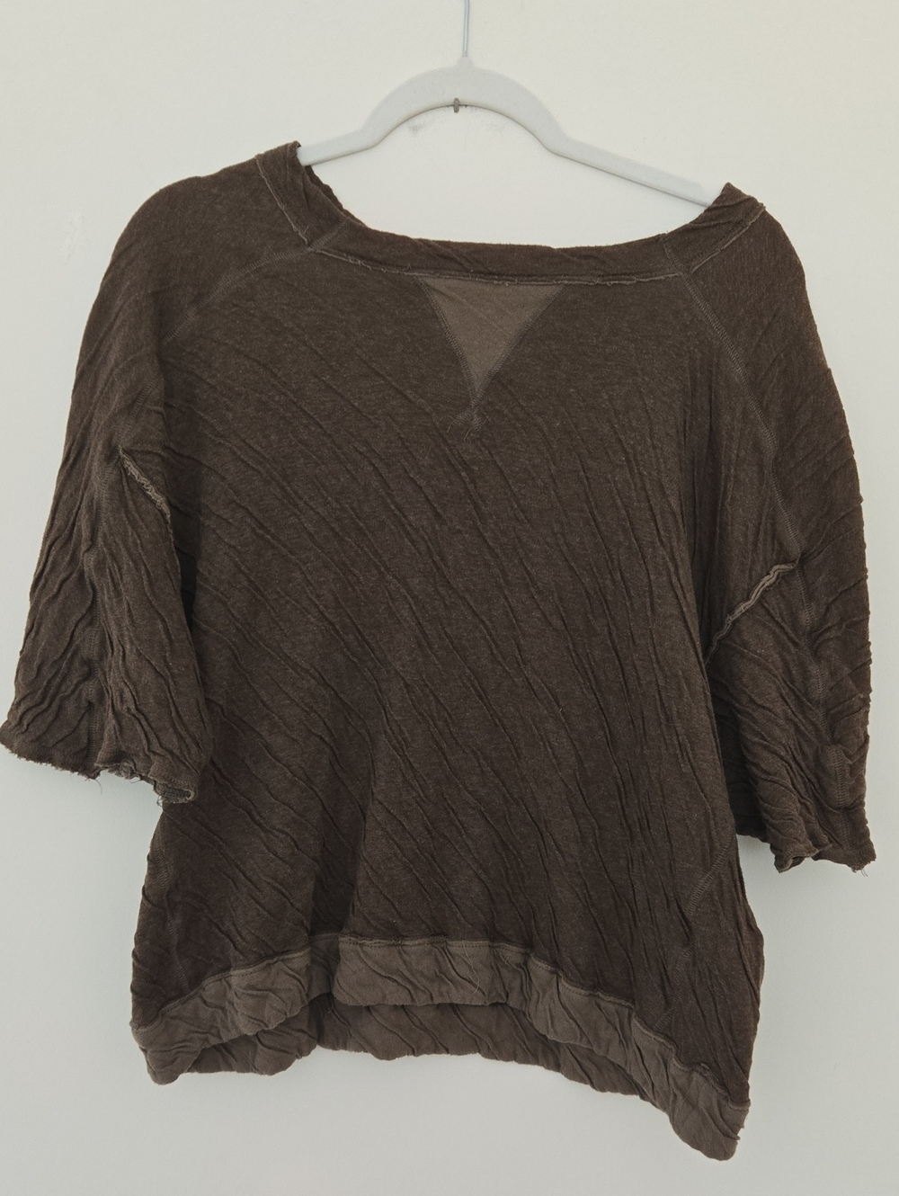 Intimately Free People Brown Textured Short Sleeve Sweatshirt Normcore small
